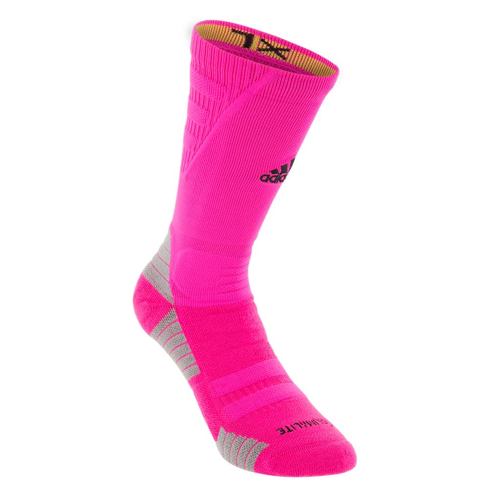 pink and white adidas socks
