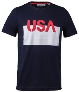 Lacoste Men's USA Tee Navy Blue and White