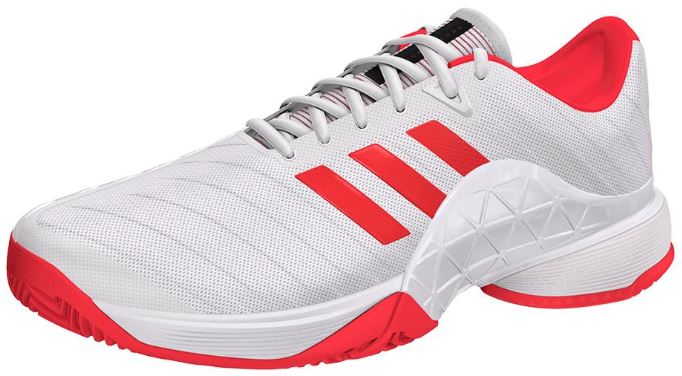 adidas Women's Barricade 2018 Tennis Shoes White and Scarlet