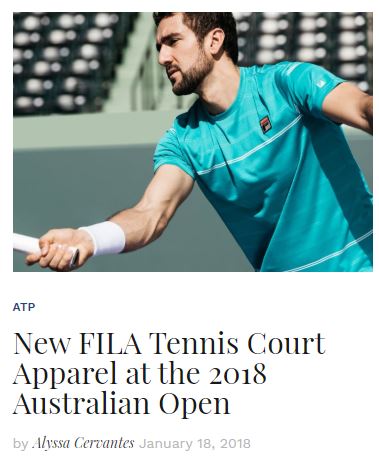 Fila Australian Open 2018 Collection Blog Snippet