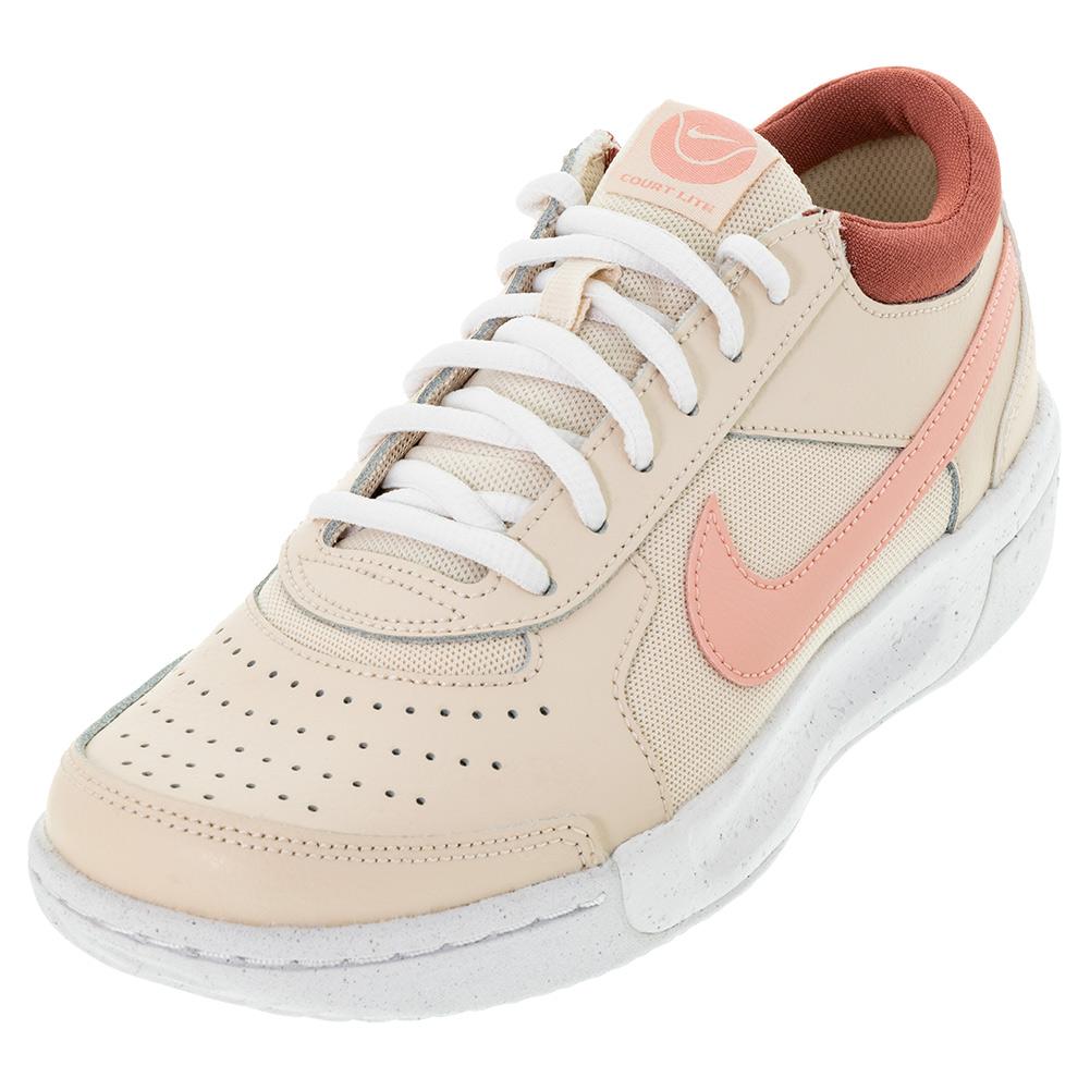 NikeCourt Women`s Zoom Court 3 Tennis Shoes Pearl White and Bleached Coral