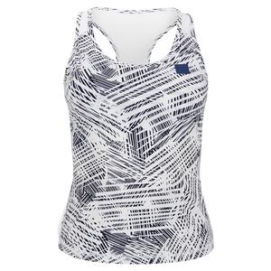 Women`s Foul Line Racerback Tennis Tank Fiji Palm and White