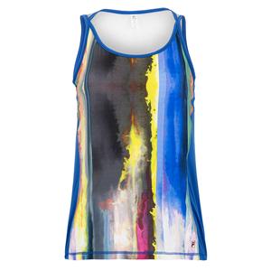 Women`s Center Court Full Coverage Tennis Tank Galaxy Print and Blue Iolite