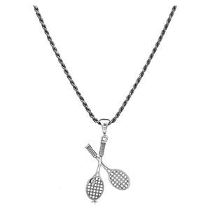 Crossed Racquet Tennis Pendant with Ball on Top