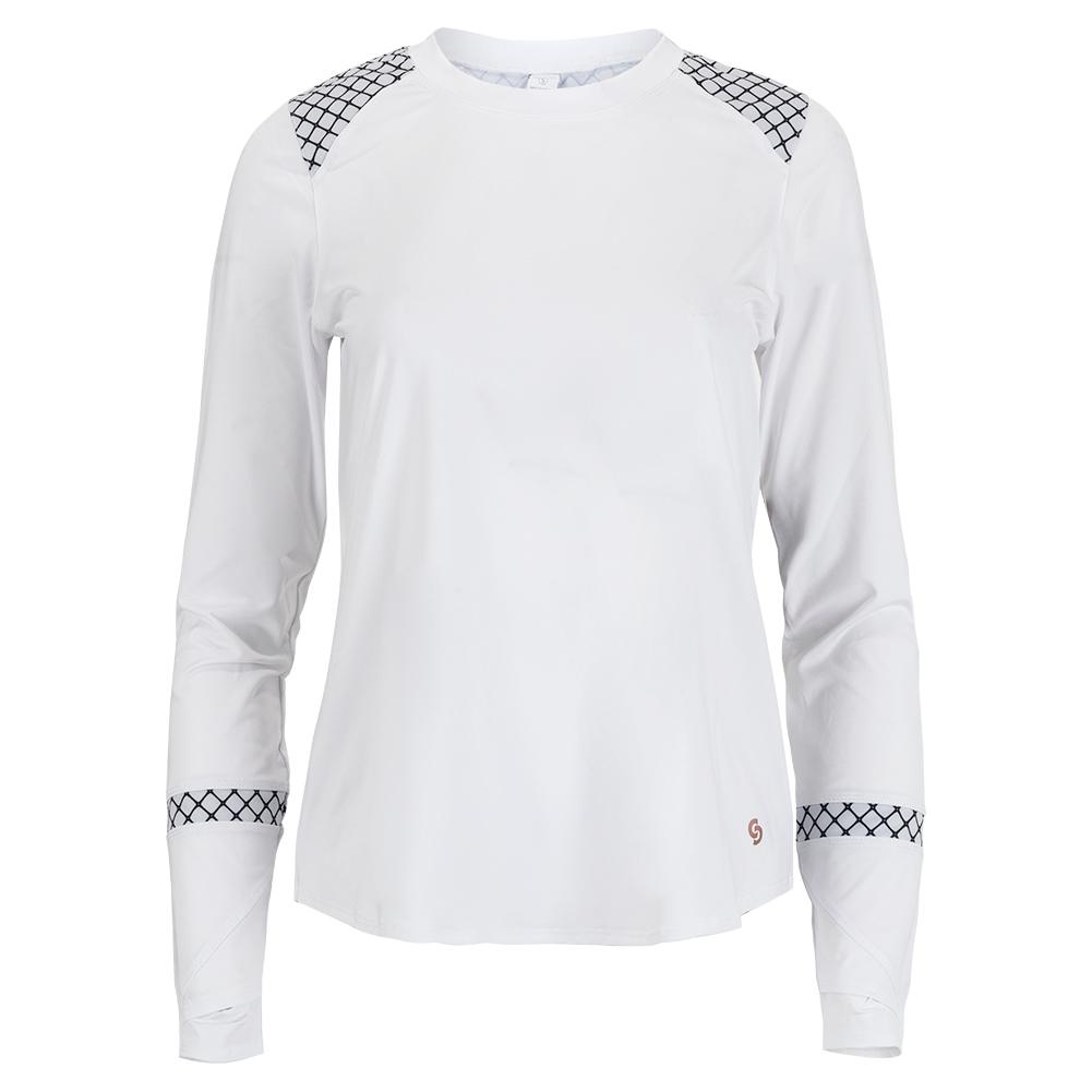 Cross Court Women`s Manhattan Long Sleeve Tennis Top in White