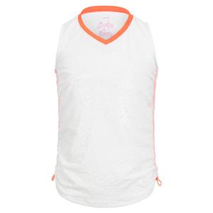 Girls` Fun and Wild Ruche Tennis Tank White and Orange