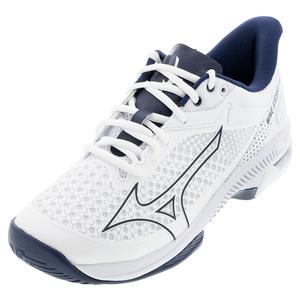 Men`s Wave Exceed Tour 5 AC Tennis Shoes White and Dress Blue