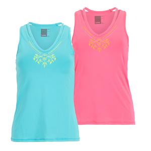 Women`s Floral Stitch V Tennis Tank