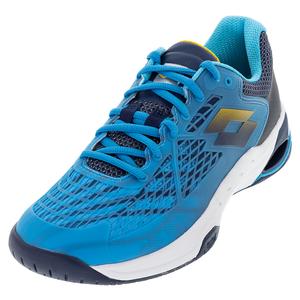 Men`s Mirage 100 Speed Tennis Shoes Blue Ocean and Saffron