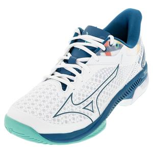 Men`s Wave Exceed Tour 5 AC Tennis Shoes White and Moroccan Blue