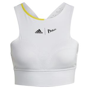 Women`s London Tennis Crop Top White and Impact Yellow