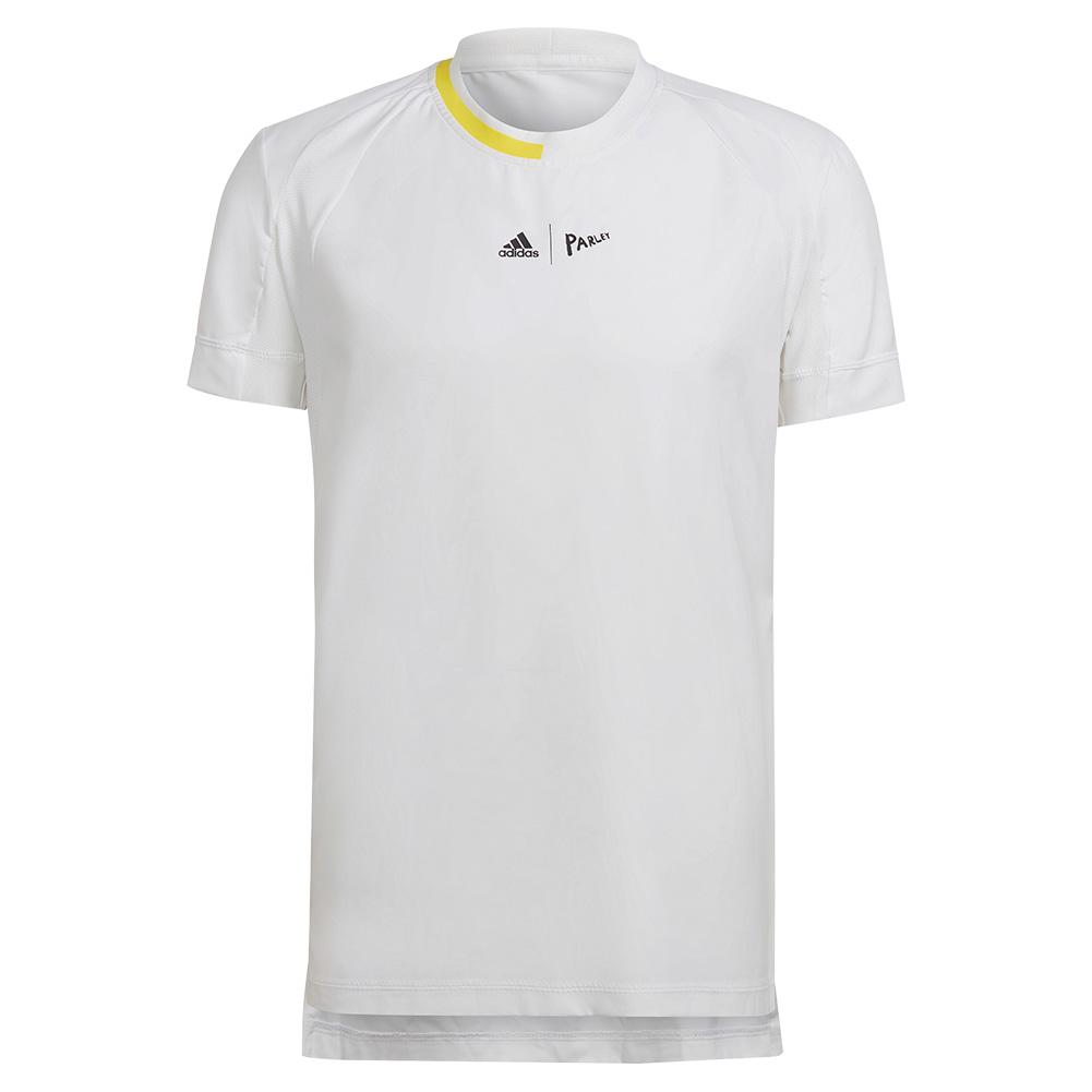  Men's London Stretch Woven Tennis Top White And Impact Yellow