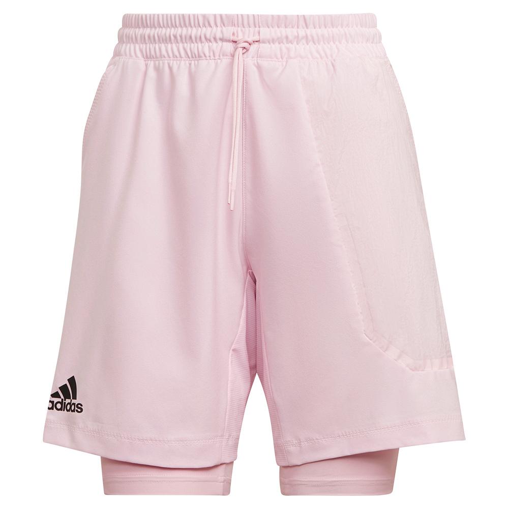 taart Slapen Zeebrasem Adidas Men`s US Series 7 Inch 2 in 1 Tennis Short Clear Pink