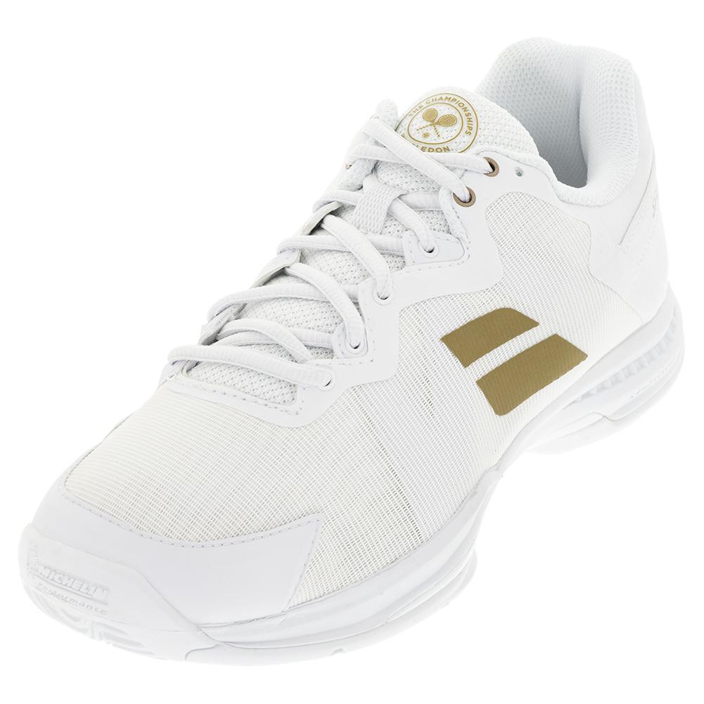 Babolat Men`s SFX 3 All Court Wimbledon Tennis Shoes White and Gold