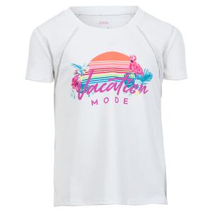 Girls` Short Sleeve Tennis Top On Vacay Print