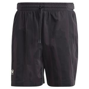 Unisex New York 5 Inch Printed Tennis Short Carbon and Black