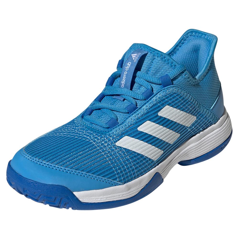 adidas Juniors` adizero Club Tennis Shoes Pulse Blue and Footwear White