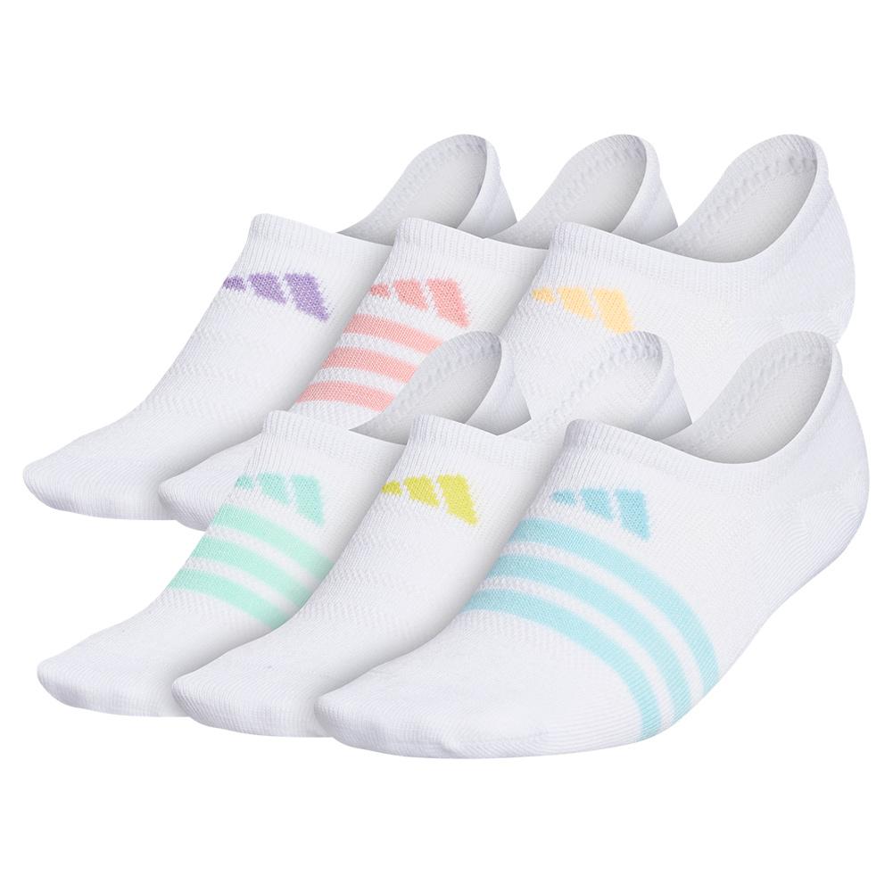 ADIDAS Women`s Superlite II Super No Show Tennis Socks 6-Pack White and  Hazy Sky