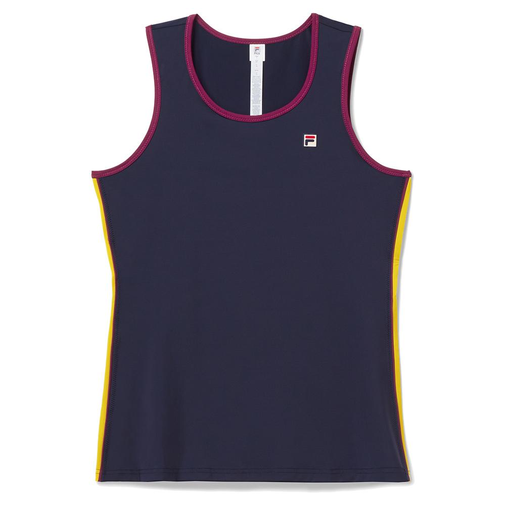 Fila Women`s Heritage Full Coverage Tennis Tank Navy and Magenta Purple