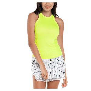 Women`s One Love Rib Tennis Tank Neon Yellow