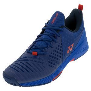 Men`s Sonicage 3 Clay Tennis Shoes Navy and Red