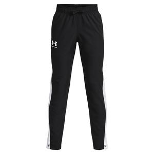 Boys` UA Sportstyle Woven Pants Black and White