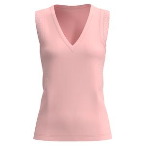 Women`s Sleeveless V-Neck Tennis Top with Lace Inserts 695_FIRST_BLUSH