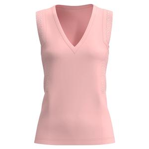 Women`s Sleeveless V-Neck Tennis Top with Lace Inserts