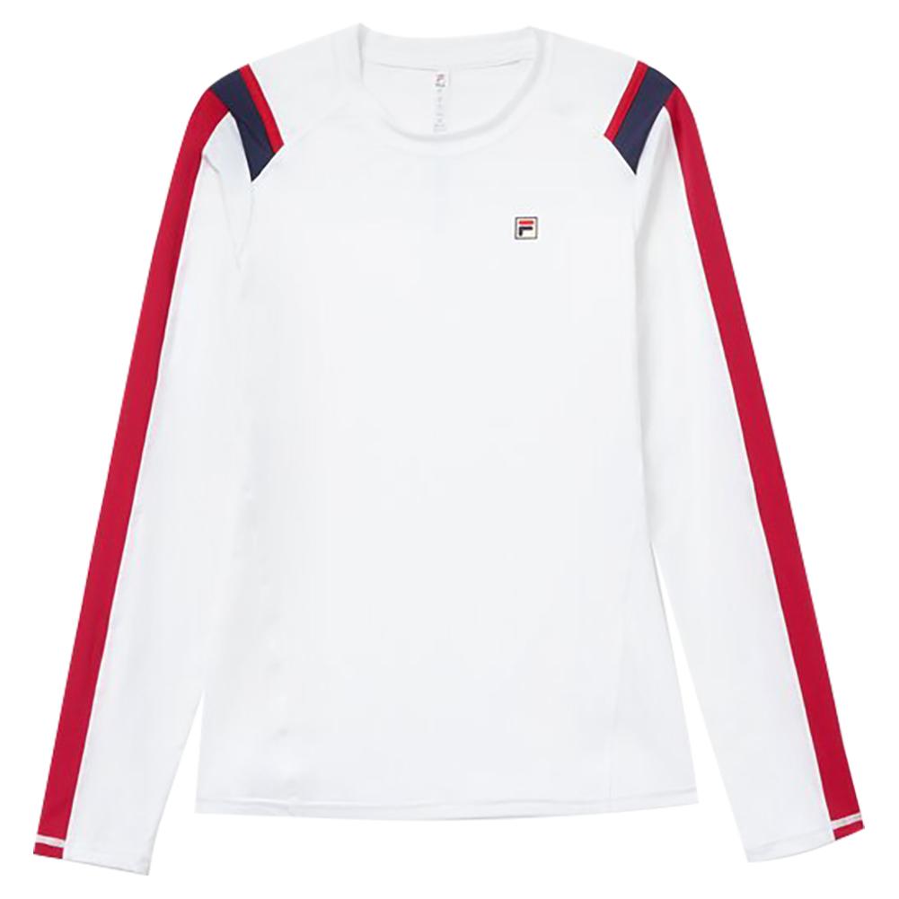  Women's Heritage Essentials Long Sleeve Tennis Top White And Crimson