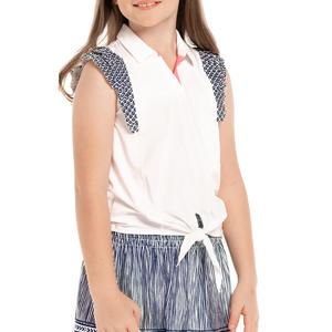 Girls` Bandelier Tie Tennis Polo White