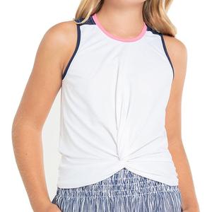 Girls` Pretty Bow Tennis Tank White and Navy