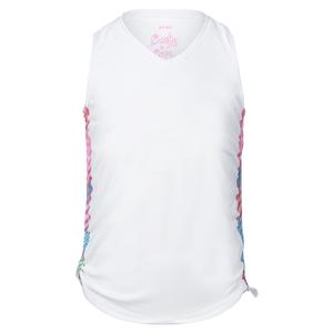 Girls` Have No Sheer Ruche Tennis Tank White