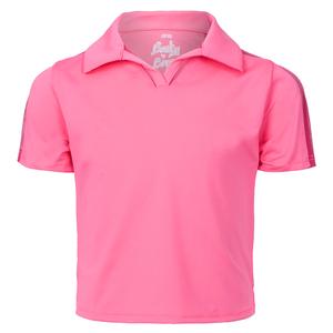 Girls` Cropped Tennis Polo 648_NEON_PINK