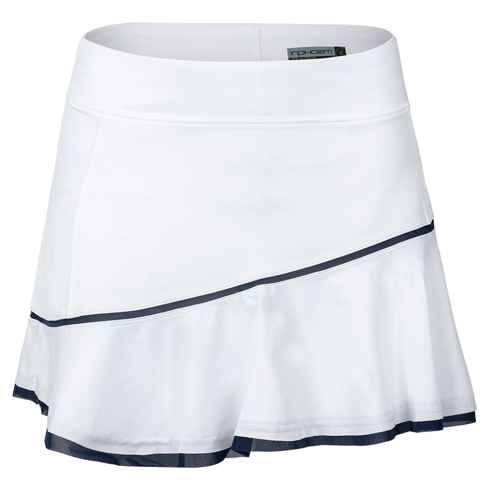 InPhorm Women`s Classic 13.5 Inch Flounce Tennis Skort White and Midnight