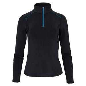 Women`s Scuba Platform 1/4 Zip Tennis Top Black and Teal