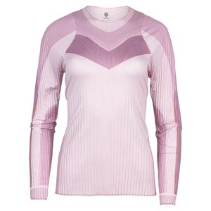 Women`s Pleated Long Sleeve Tennis Crew Plum