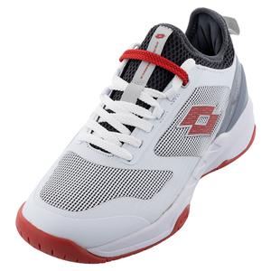 Men`s Mirage 200 Speed Tennis Shoes All White and Red Poppy