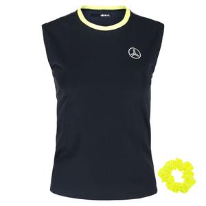 Women`s Set Sleeveless Ringer Tennis Top and Scrunchie Nero Neon Yellow