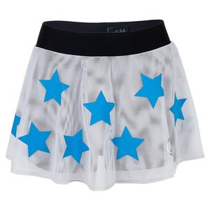 Women`s Speed KO Mesh Flounce Tennis Skort White and Turq