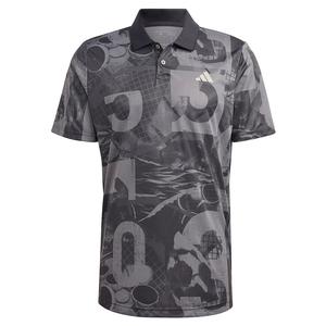 Men`s Club Graphic Tennis Polo Grey Five and Black