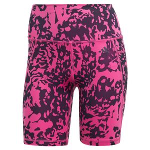 Women`s Optime Stash Floral Print Tennis Short Semi Lucid Fuchsia and Legend Ink