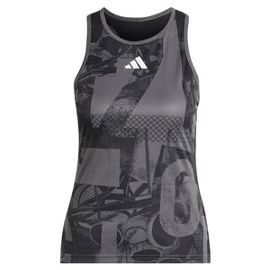 Women`s Club Graphic Tennis Tank Grey Five and Black