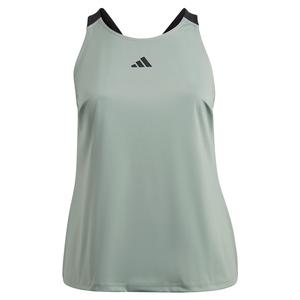 Women`s Y-Back Tennis Tank Plus Size Silver Green and Black