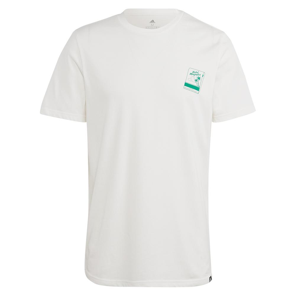 Adidas Men`s Mia.Pulco x Racquet Key Chain Graphic Tennis T-Shirt Off White