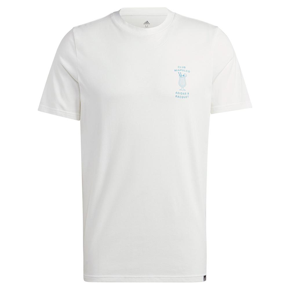 Adidas Men`s Mia.Pulco x Racquet Pool Graphic Tennis T-Shirt Off White
