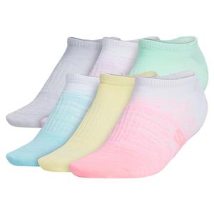 Girls` Superlite Badge of Sport 3 No Show Socks 6-Pack White and Beam Pink 13C-4Y
