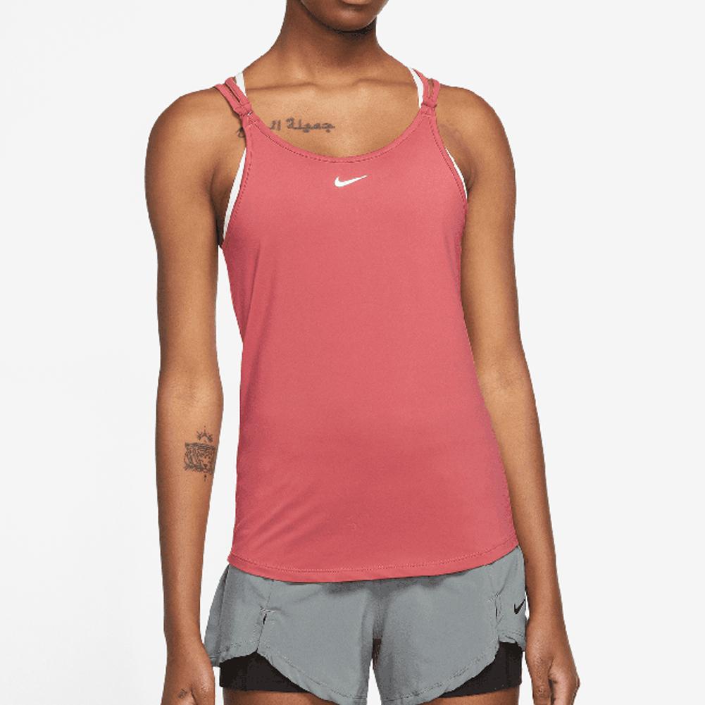 Women's top Nike Dri-Fit One Slim Tank - fireberry/white, Tennis Zone