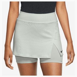 Women`s Court Dri-FIT Victory Tennis 13 Inch Skort Light Silver and Black