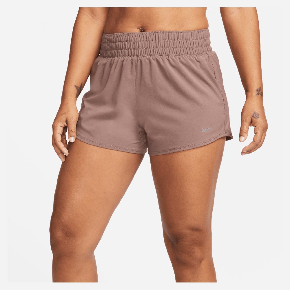 Nike One Women's Dri-FIT Mid-Rise 3 Brief-Lined Shorts, Large, Plum Eclipse