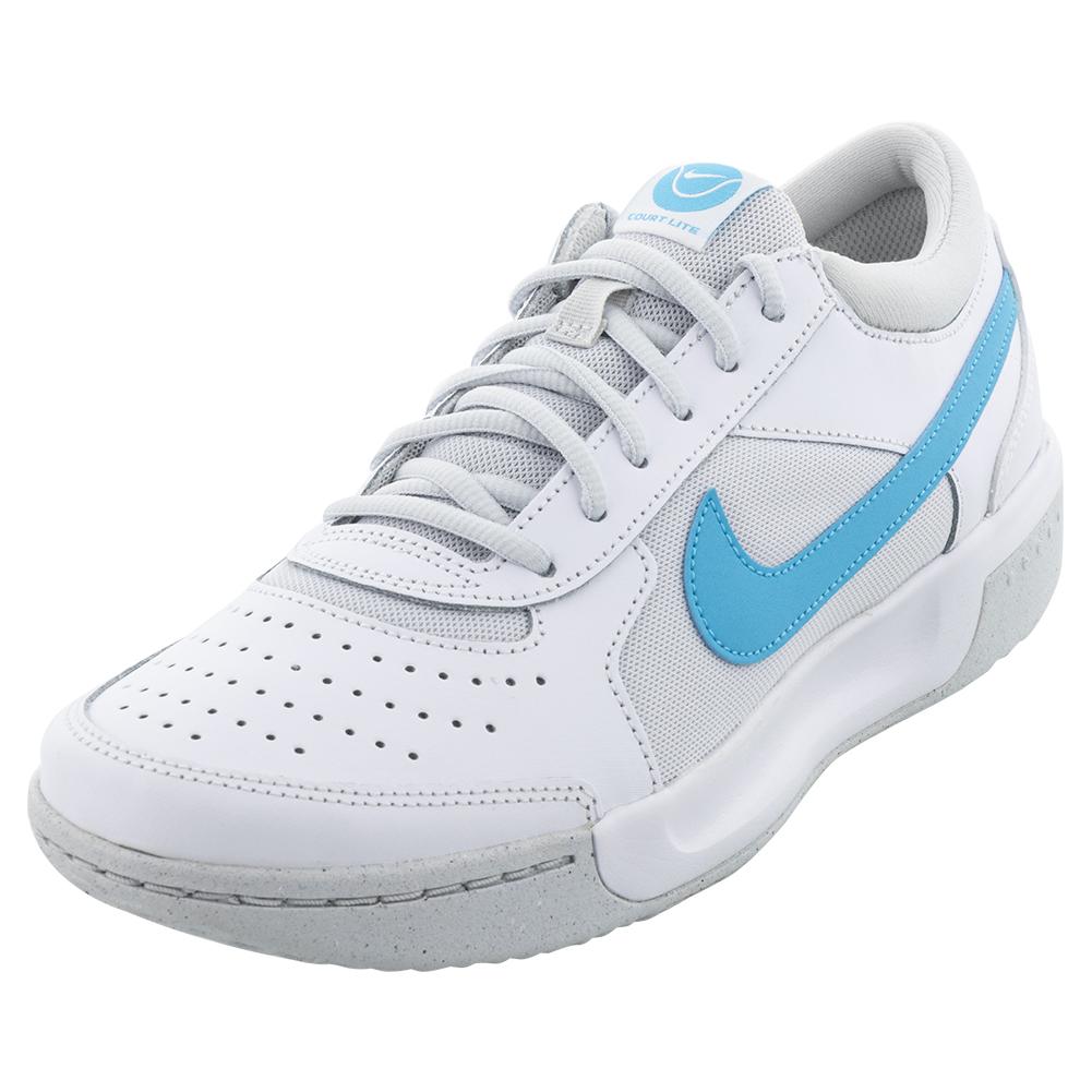 píldora explosión Realizable NikeCourt Men`s Zoom Court Lite 3 Tennis Shoes White and Baltic Blue